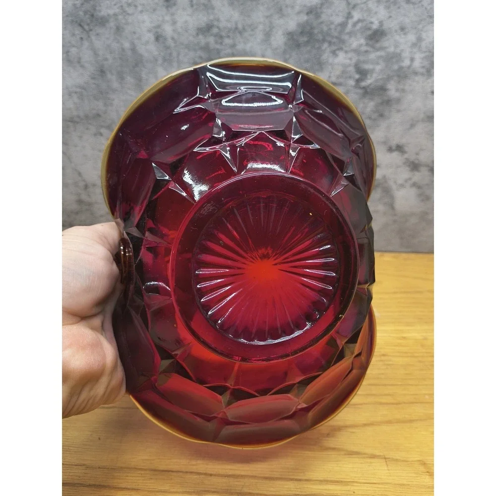 Vintage Indiana Tiara Amberina‎ Constellation Glass Basket